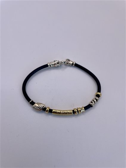 Bracciale Soma Gioielli Bracciale in oro, cuoio e argento in Pelle MIS B2007 BR CU/AG/OG - MIS B2007 BR CU/AG/OG